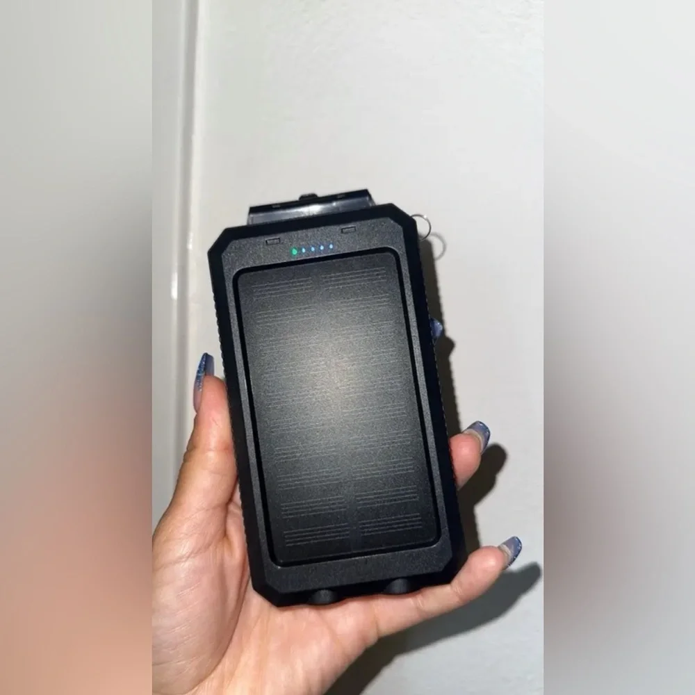 Solar Power Bank 32800 mAh with Flashlight, Dual USB, Waterproof – Black NWT